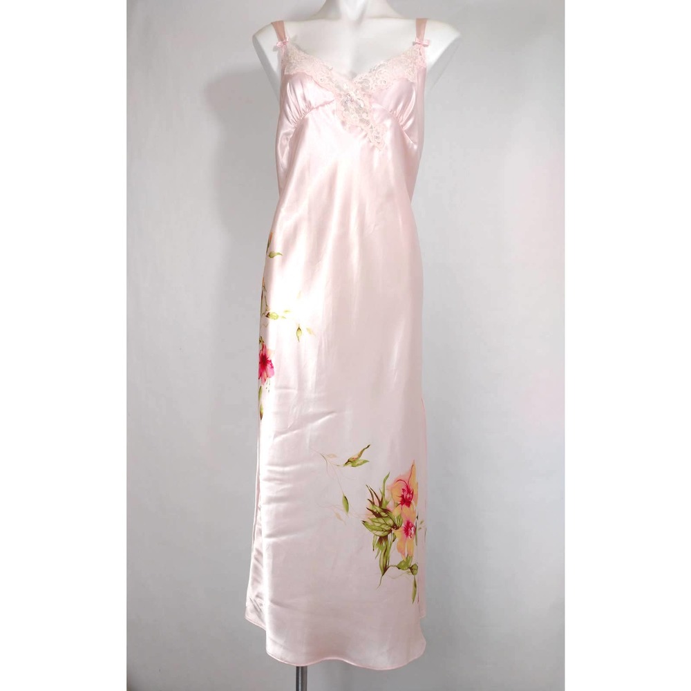 Valerie Stevens pink lace floral slip nightgown